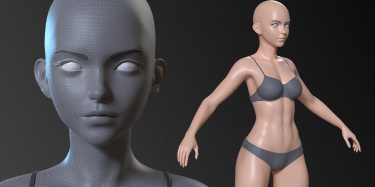 Download Stylized Female Base Mesh