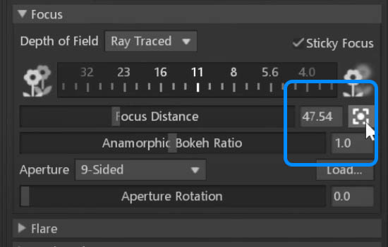 Focus Distance Icon in Marmoset Toolbag