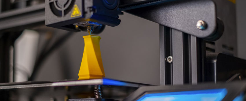Close up of a 3D printer