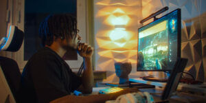 Digital artist working on the computer